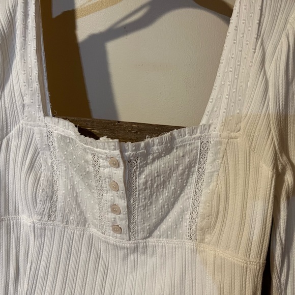 Free People White sugar Square Neck Long Sleeve Blouse - Picture 5 of 7